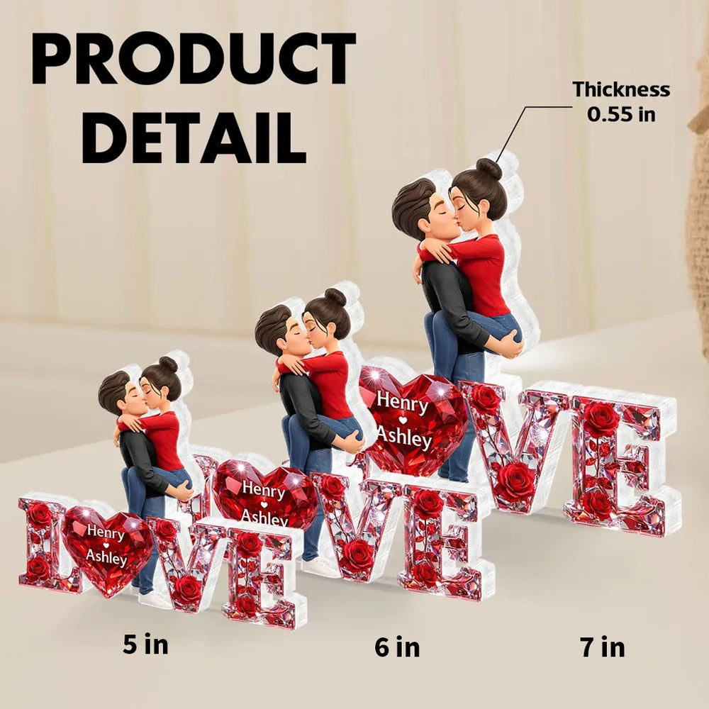 Personalized Romantic Couple Figurine with LOVE Letters - Perfect for Valentine's Day Plaque MagicInPrints