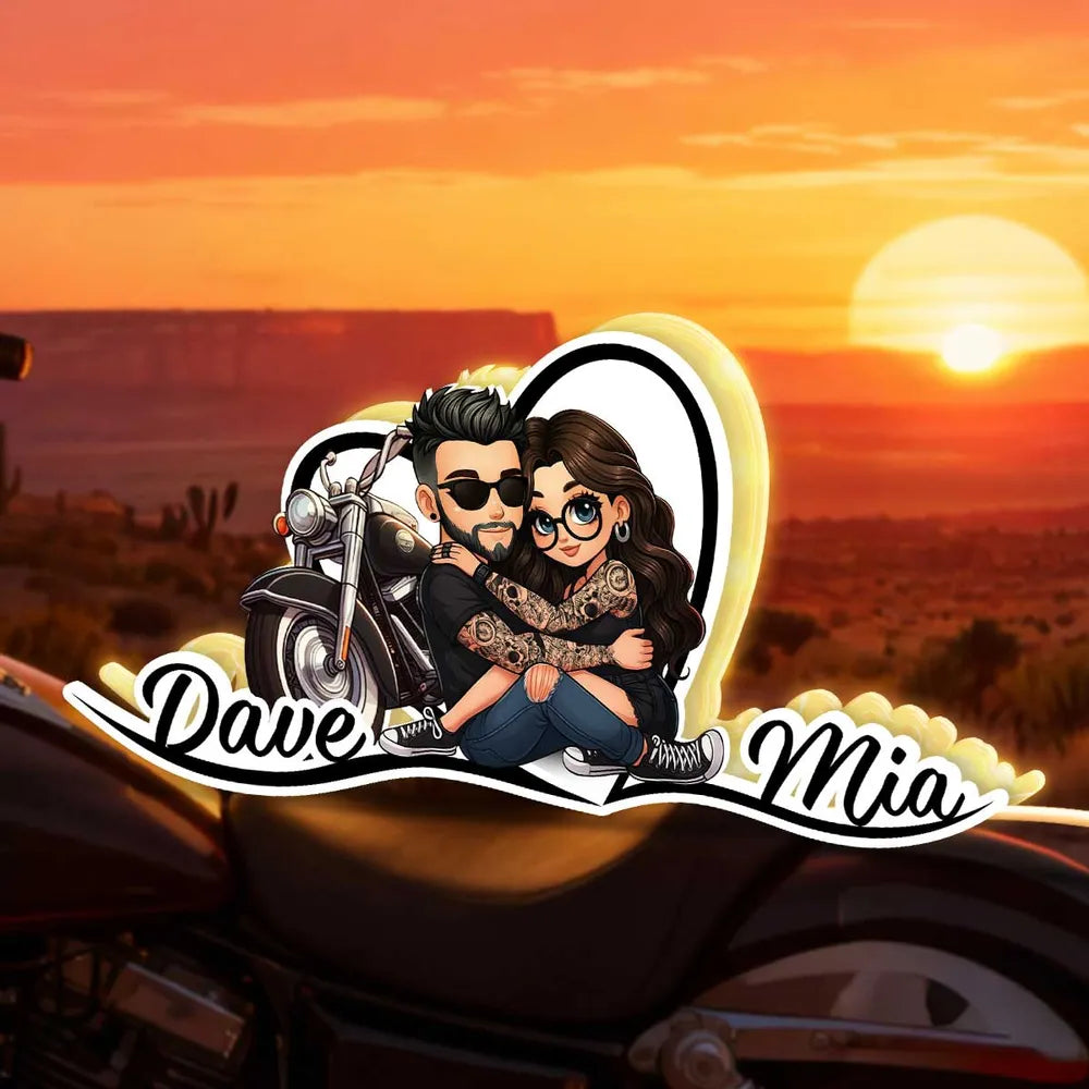 Custom Romantic Couple LED Lamp for Bikers - Personalized Gift for Valentine's Day Plaque MagicInPrints