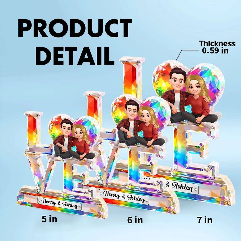 Custom Crystal Love Figurine for Couples with Personalized Names - Romantic Gift Plaque MagicInPrints