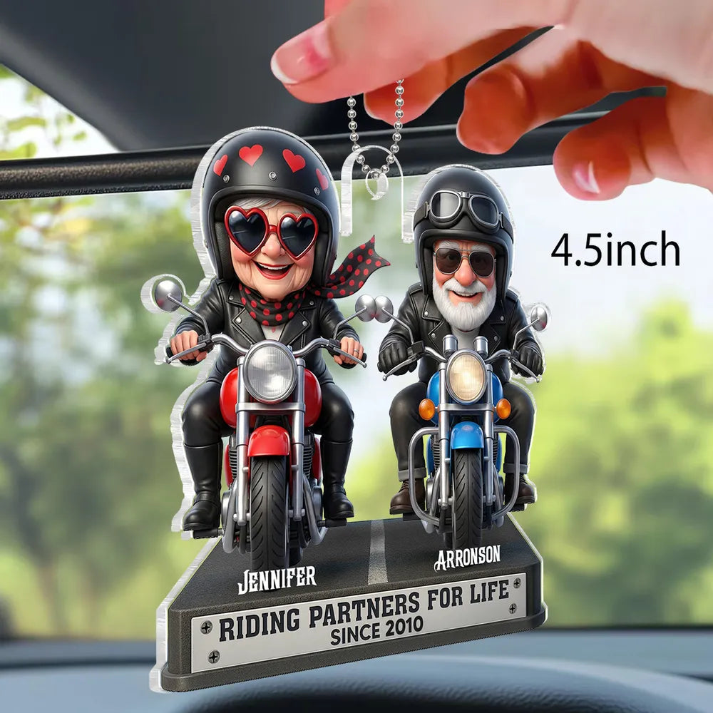 Customized Motorcycle Couple Figurine for Bikers - Anniversary Gift Car Hanger MagicInPrints