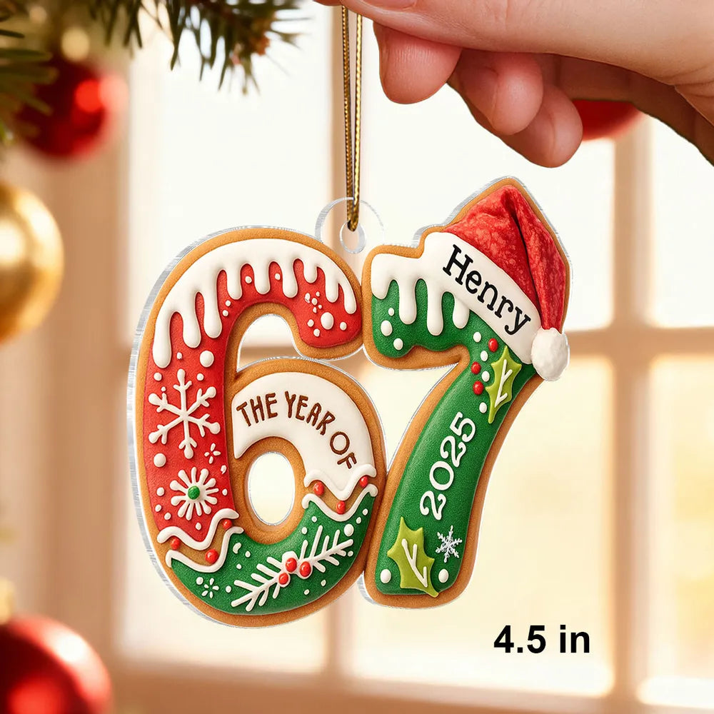 Personalized Christmas Ornament for Adults - Custom Year '67 with Santa Hat Ornament MagicInPrints