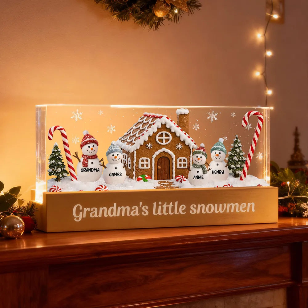 Personalized Family Snowman LED Light for Home - Holiday Decor Plaque MagicInPrints
