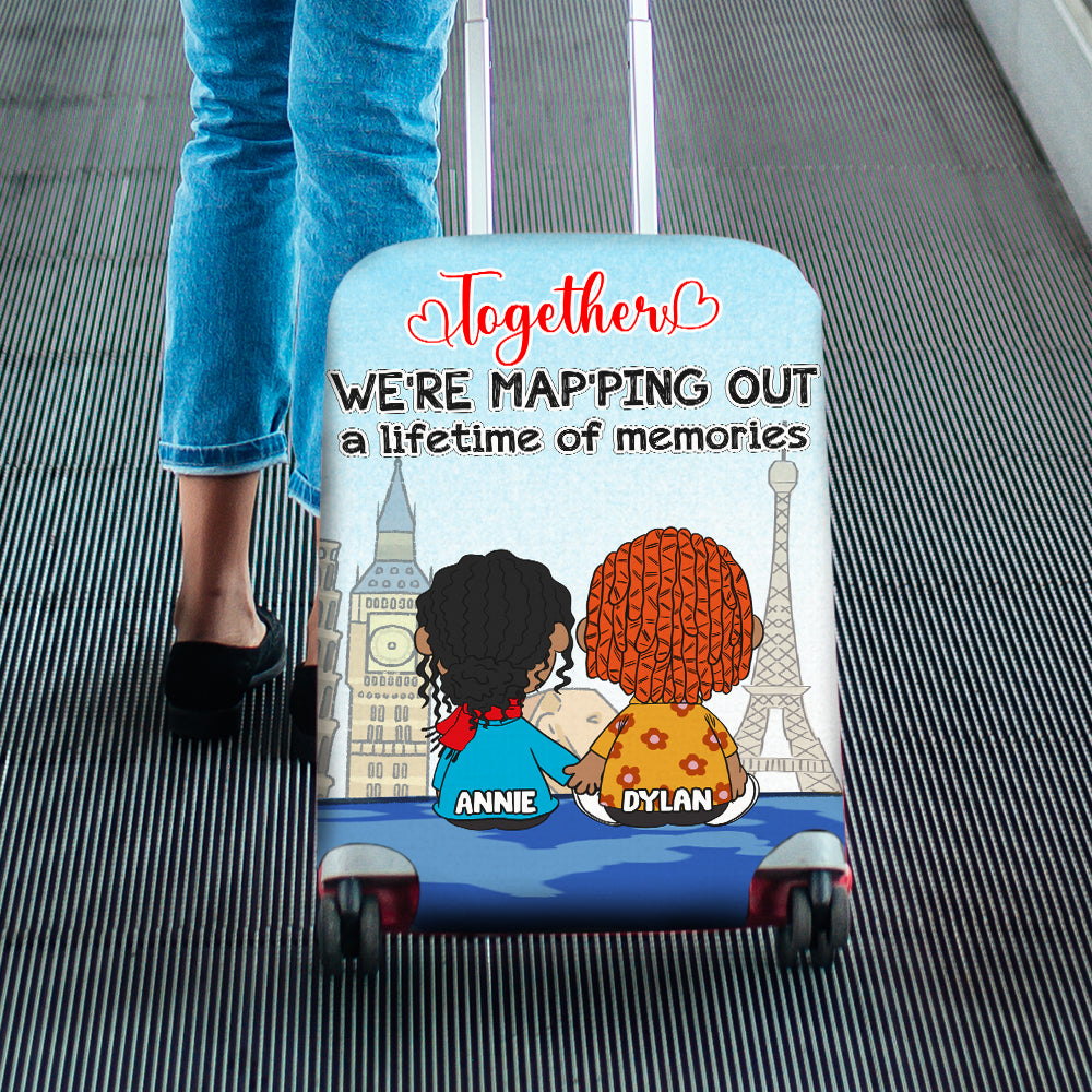 Personalized Luggage Cover for Couples - Together We're Mapping Out Memories Luggage Covers PopCulturePrints