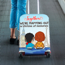 Load image into Gallery viewer, Personalized Luggage Cover for Couples - Together We&#39;re Mapping Out Memories Luggage Covers PopCulturePrints
