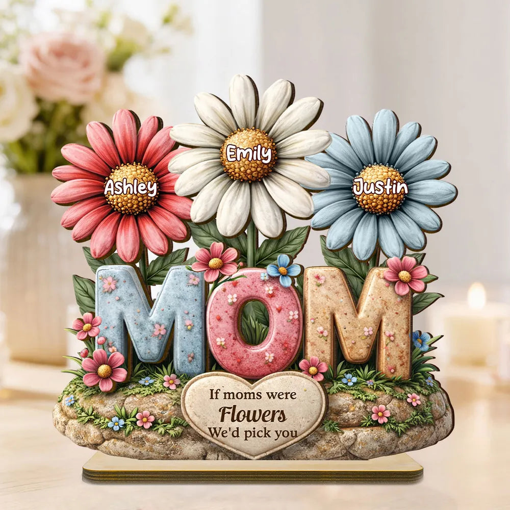 Personalized Floral Mom Plaque for Mother's Day - Custom Names and Heartfelt Message Plaque MagicInPrints