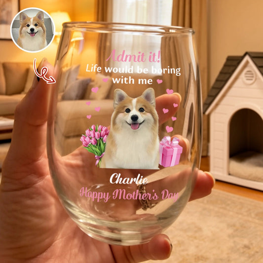 Personalized Dog Lover Stemless Wine Glass for Moms - Mother's Day Gift Cup MagicInPrints