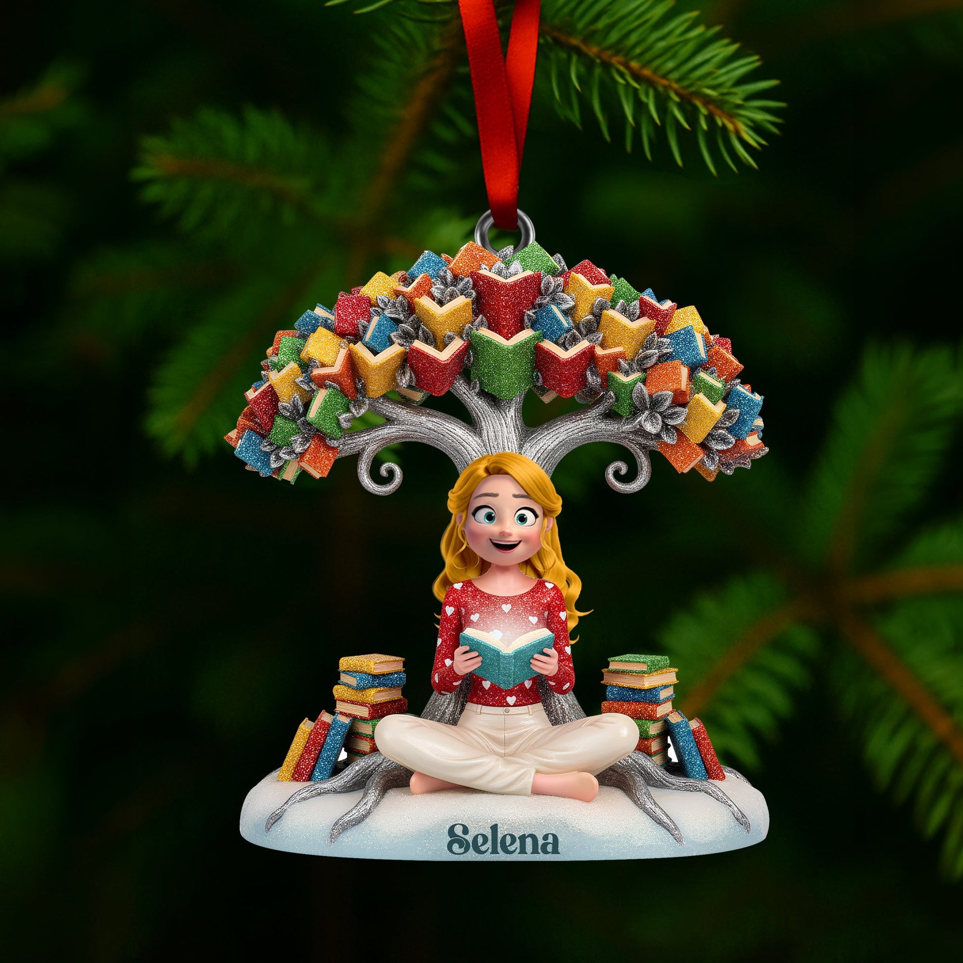 Book Tree Christmas Ornament Personalized Gifts For Book Lovers Ornament MagicInPrints