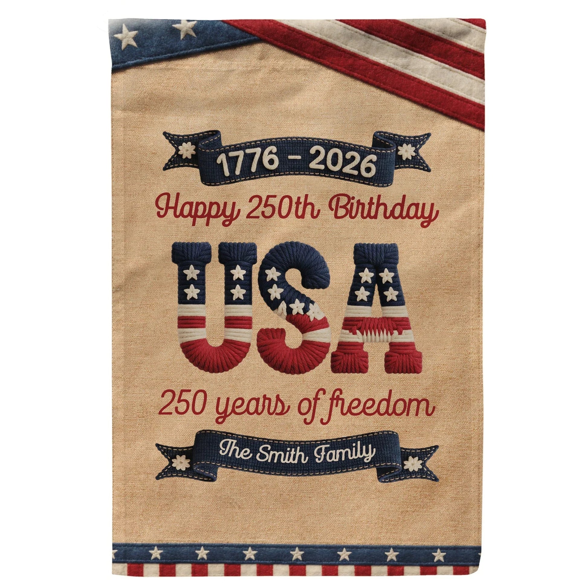 Personalized USA Patriotic Garden Flag for Families - 250th Birthday Celebration Flag MagicInPrints