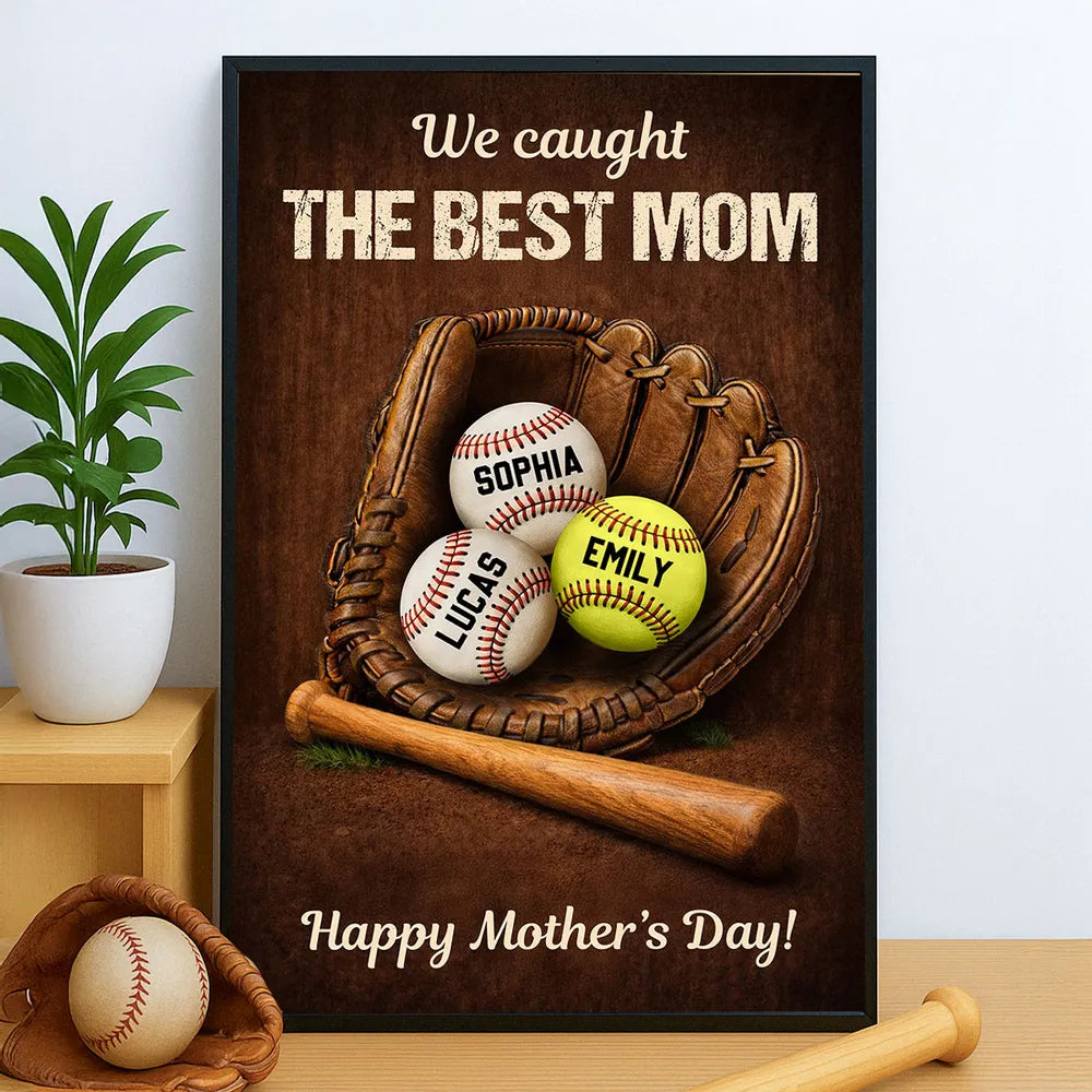 Personalized Baseball Mom Poster for Mother's Day - Custom Names Gift Poster or Canvas MagicInPrints