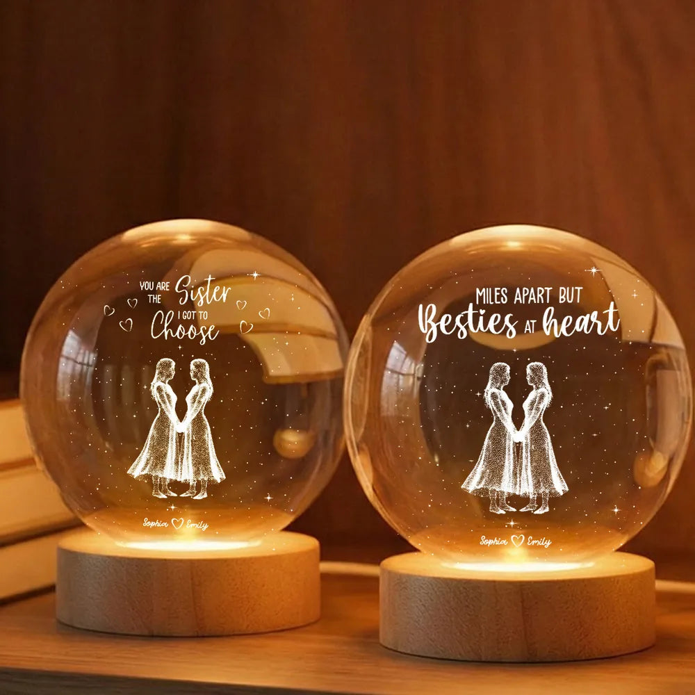 Personalized Sister Crystal Ball Lamp for Friends - Sentimental Gift Lamp MagicInPrints