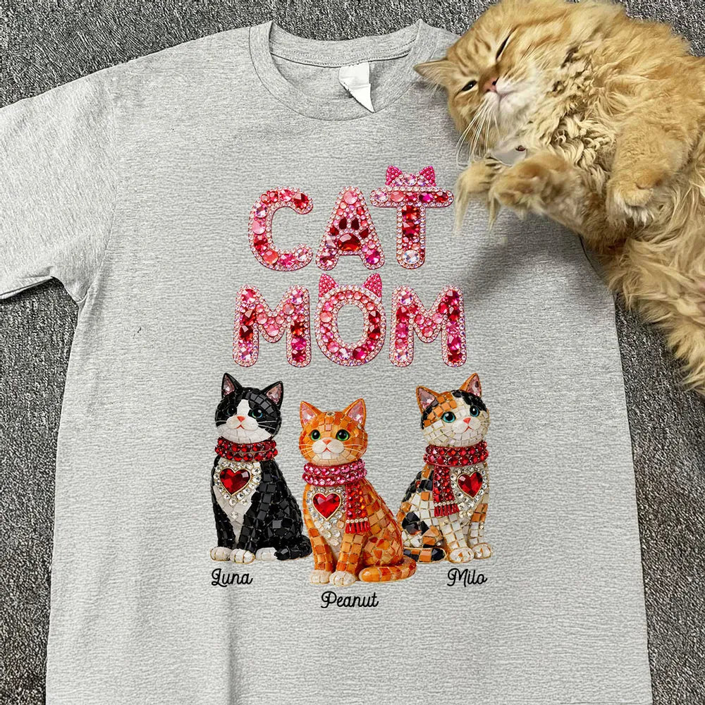 Personalized Cat Mom T-Shirt for Women with Custom Cat Names - Perfect Gift for Cat Lovers Cloth MagicInPrints