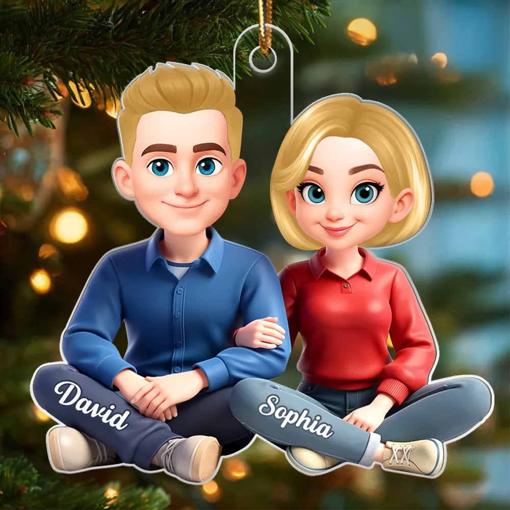 Custom Cartoon Couple Ornament for Couples with Names - Christmas Decoration Ornament MagicInPrints