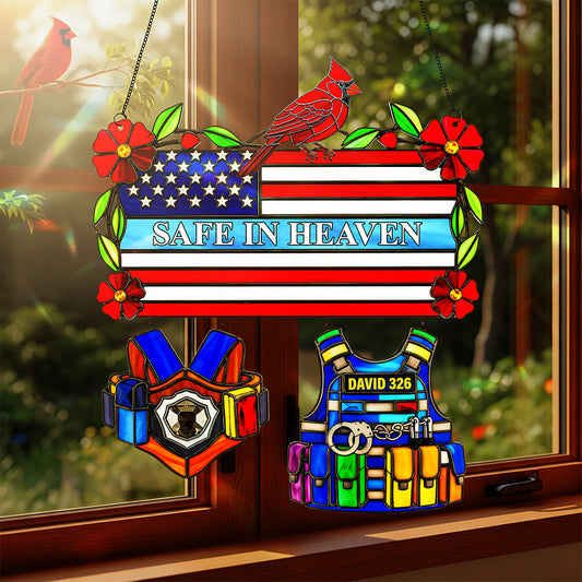 Police Heaven Cardinal Suncatcher - Personalized Gifts For Loved Ones Ornament MagicInPrints