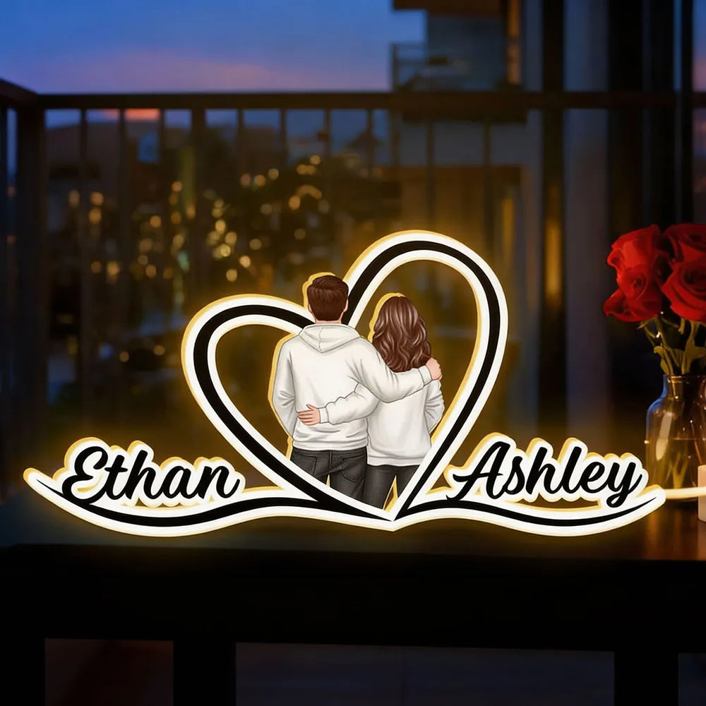 Custom LED Night Light for Couples with Names - Romantic Home Decor Gift Plaque MagicInPrints