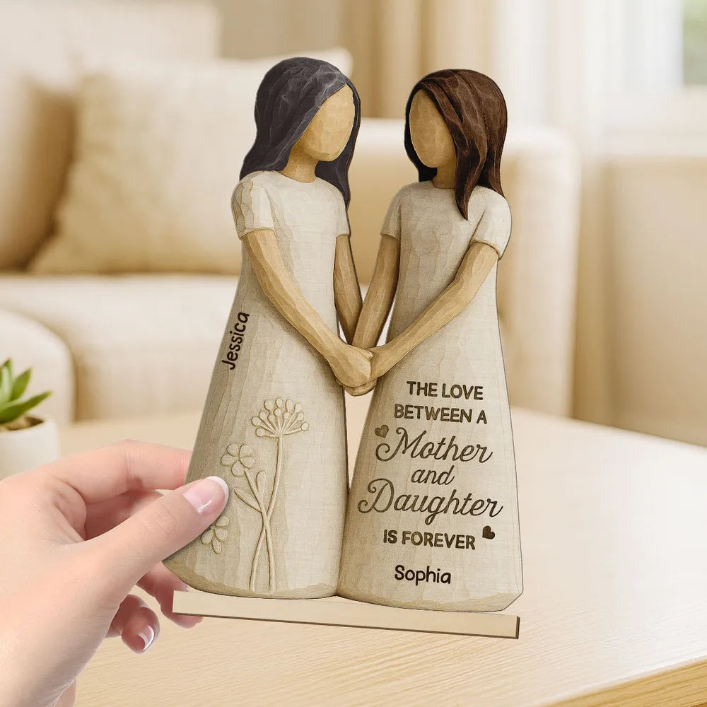 Personalized Mother and Daughter Wooden Sculpture - Sentimental Gift for Family Bonding Plaque MagicInPrints