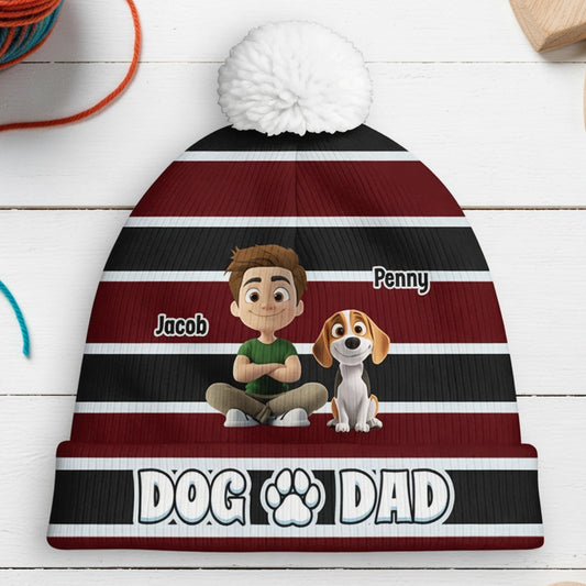 Personalized Dog Dad Beanie for Men with Cartoon Design - Perfect Gift for Pet Lovers Hat MagicInPrints