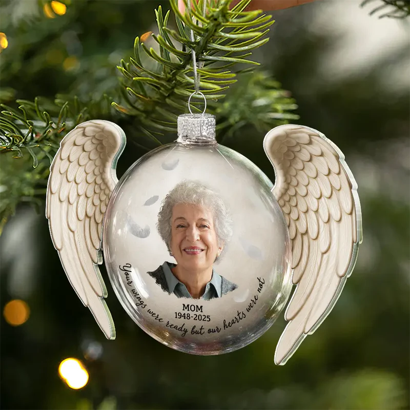 Personalized Memorial Ornament for Dad with Angel Wings - Remembrance Keepsake Ornament MagicInPrints