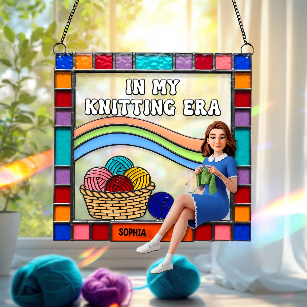 In My Knitting Era - Personalized Knitting Lovers Suncatcher Ornament - Custom Gift for Knitters, Craft Lovers, and Yarn Enthusiasts Ornament MagicInPrints