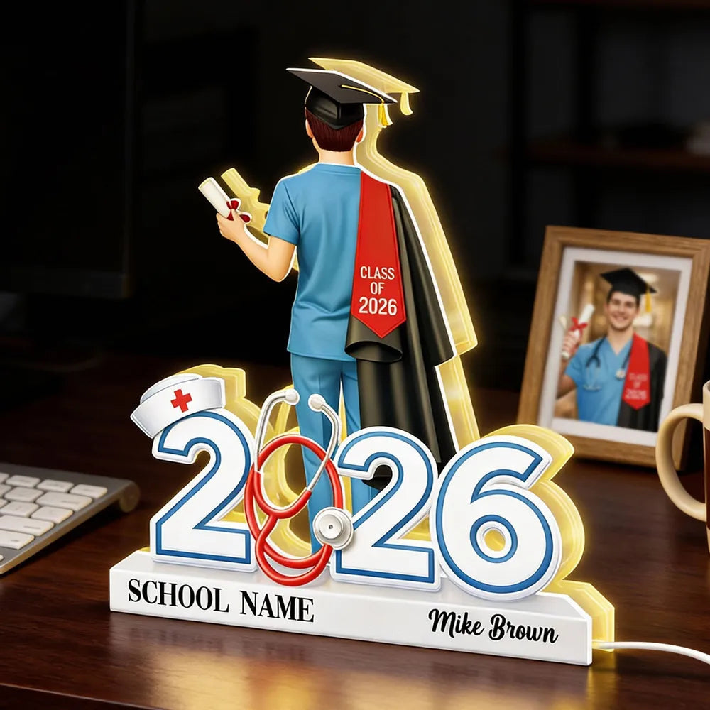 Personalized Nurse Graduation Light Up Sign for Class of 2026 - Perfect Gift for Nursing Graduates Plaque MagicInPrints