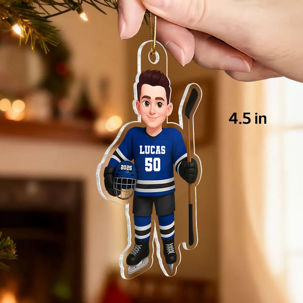 Custom Hockey Player Christmas Ornament for Kids - Personalized Gift Ornament MagicInPrints