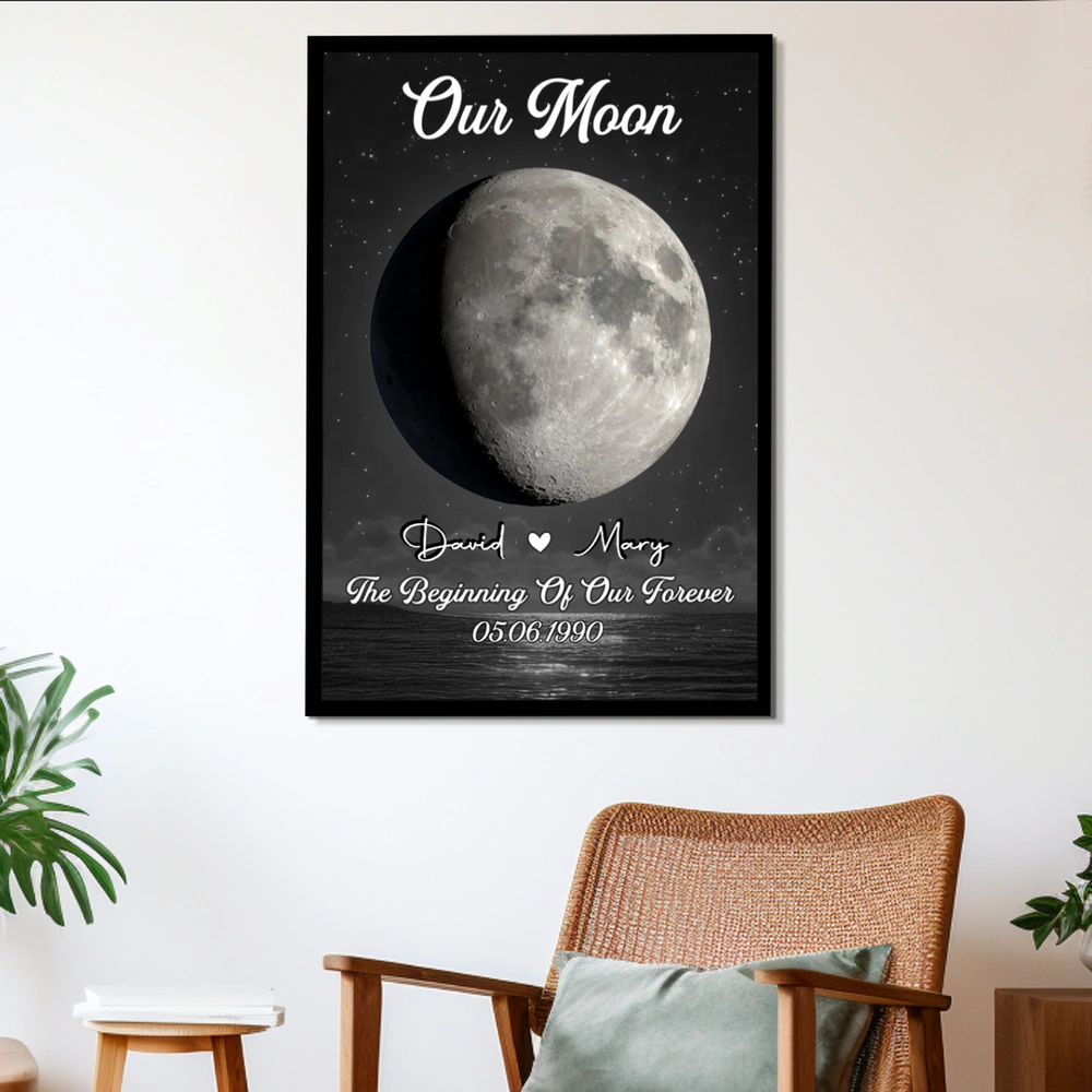 Personalized Moon Phase Canvas Art for Couples - Anniversary Gift Poster or Canvas MagicInPrints