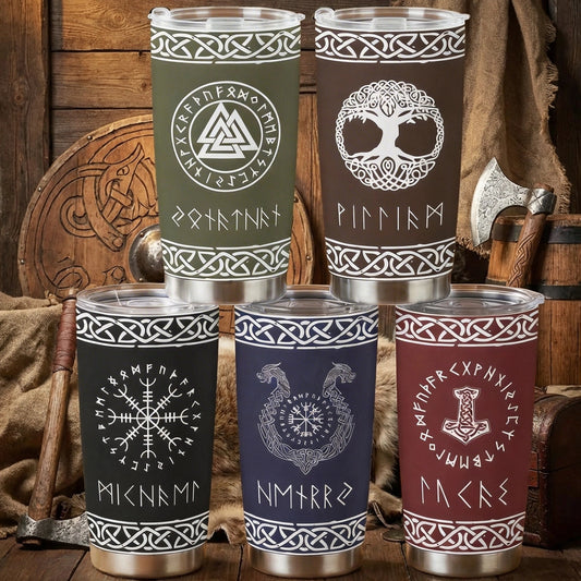 Personalized Viking Rune Tumbler Set for Norse Mythology Fans - Unique Gift Cup MagicInPrints