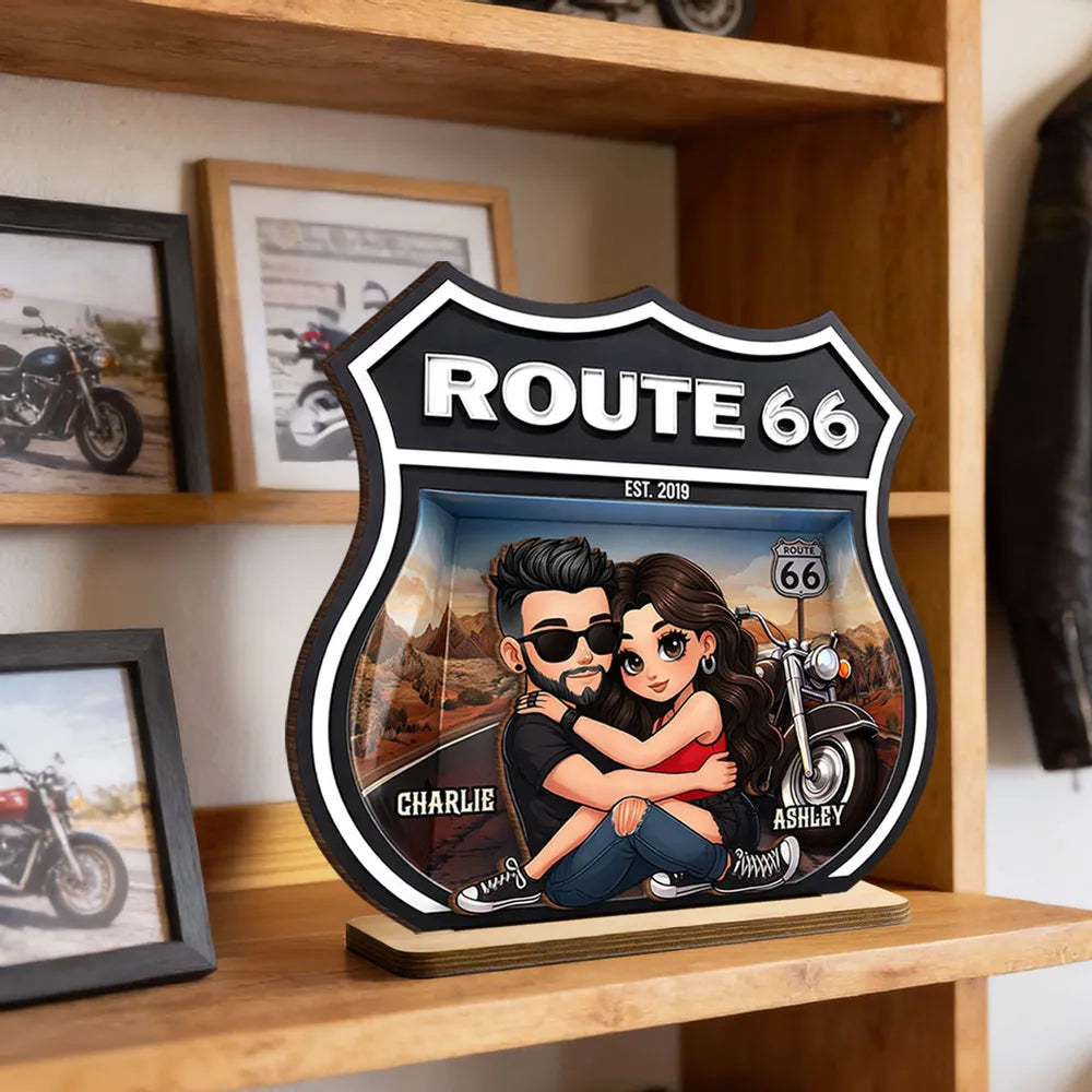 Personalized Route 66 Motorcycle Couple Sign for Bikers - Anniversary Gift Plaque MagicInPrints