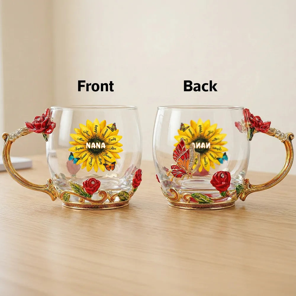 Personalized Glass Mug for Nana with Sunflower Design - Gift for Grandmothers Cup MagicInPrints