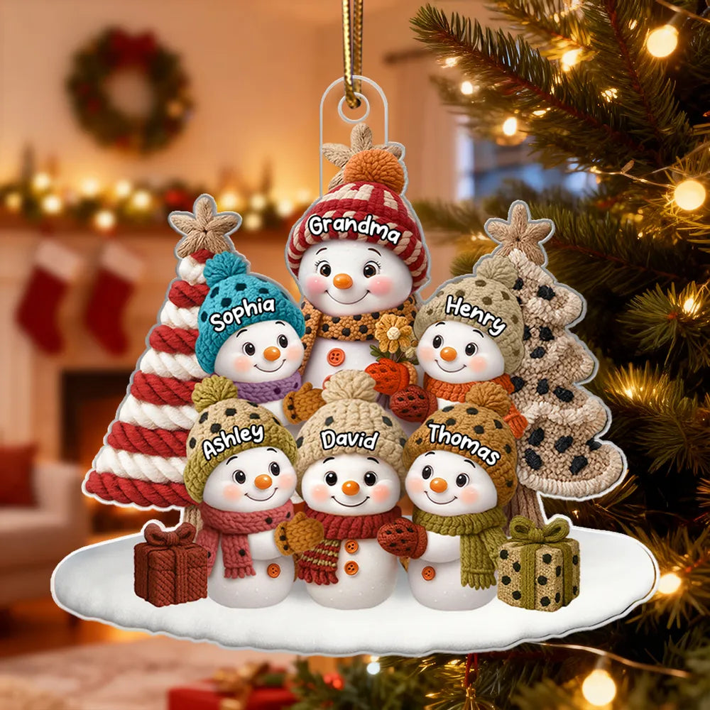 Custom Family Snowman Ornament for Christmas - Personalized Gift for Grandma Ornament MagicInPrints