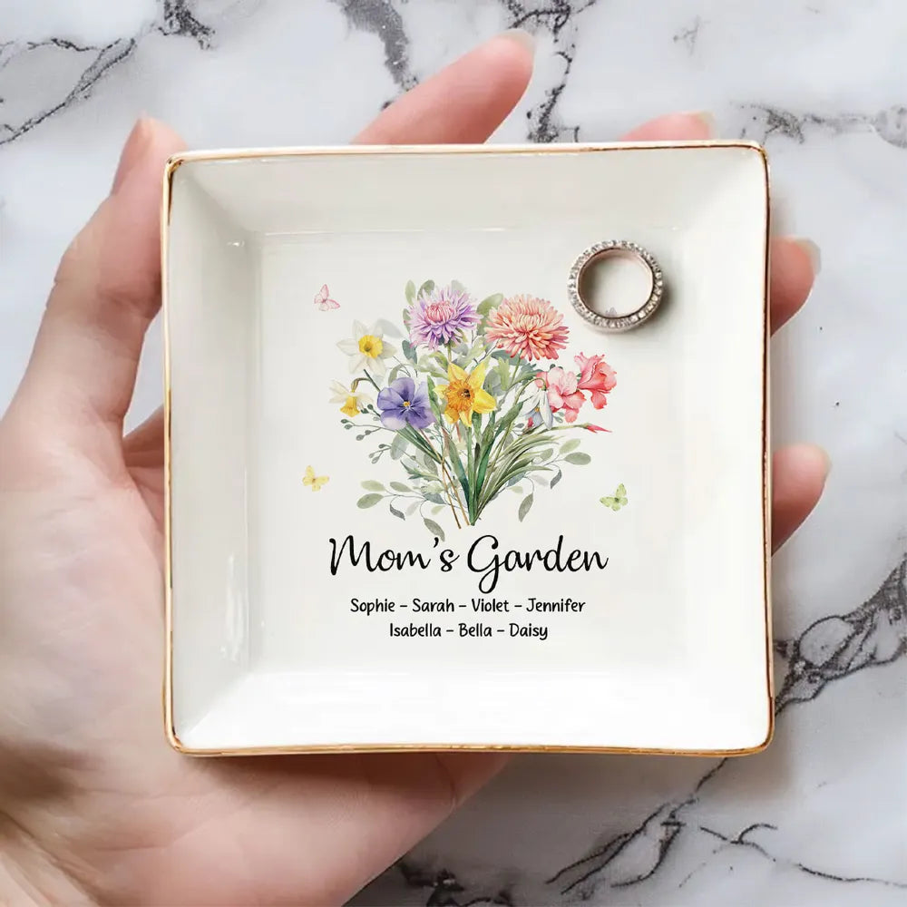 Personalized Ceramic Jewelry Tray for Mom's Garden - Mother's Day Gift Jewelry MagicInPrints