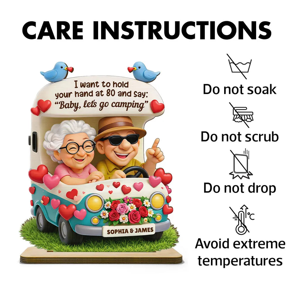 Personalized Elderly Couple Car Figurine for Seniors - Romantic Anniversary Gift Plaque MagicInPrints