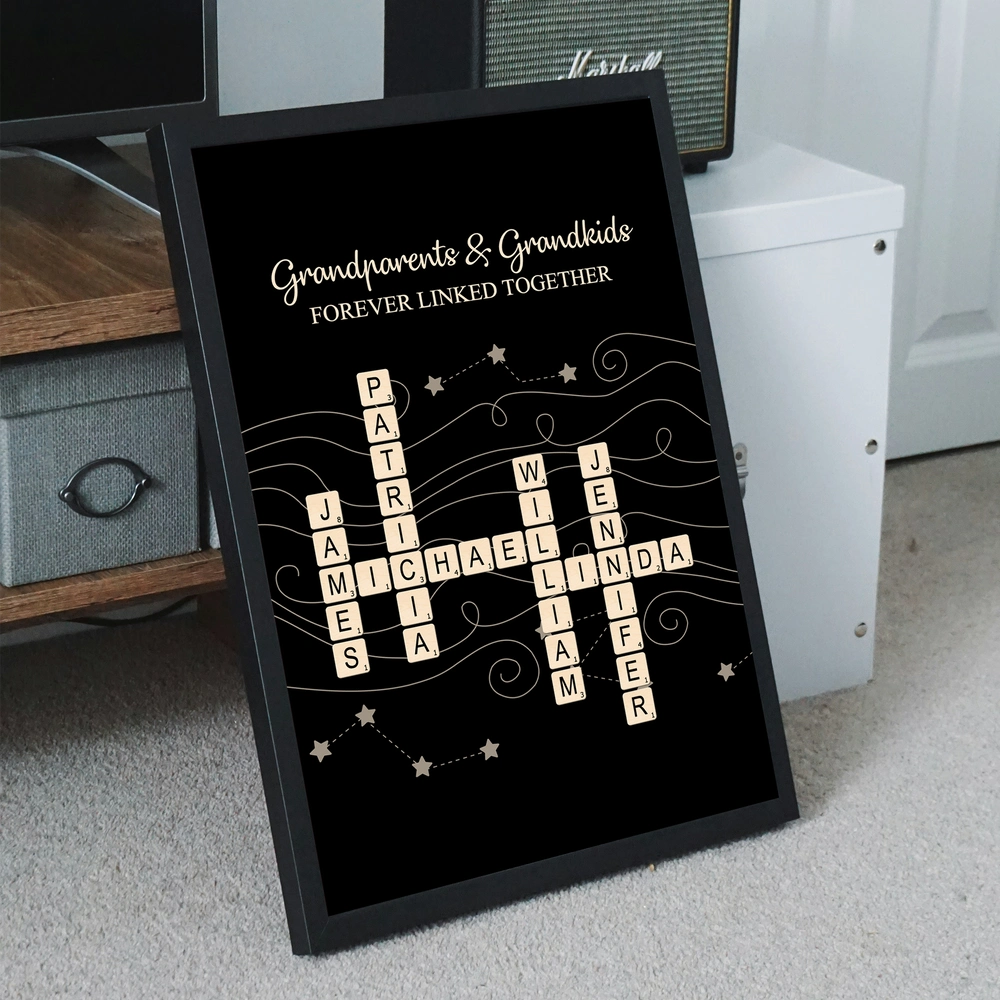 Personalized Family Crossword Canvas - Grandparents & Grandkids Gift Poster or Canvas MagicInPrints