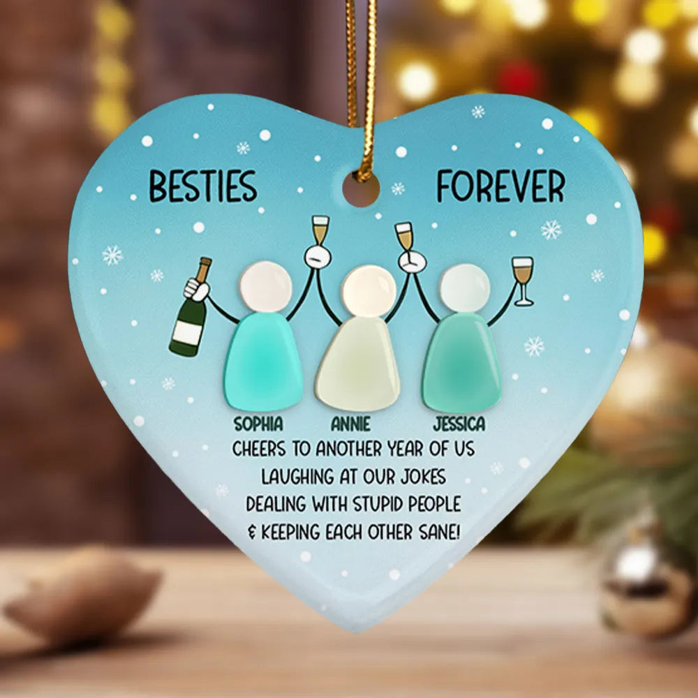 Personalized Heart Ornament for Friends - Besties Forever Keepsake Ornament MagicInPrints