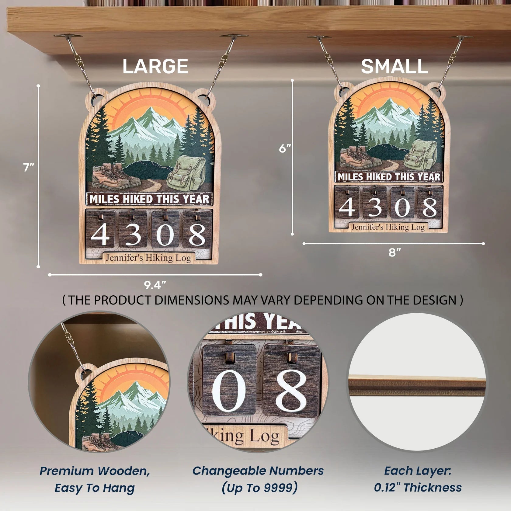 Custom Wooden Hiking Log Plaque for Outdoor Enthusiasts - Track Your Adventures Sign MagicInPrints