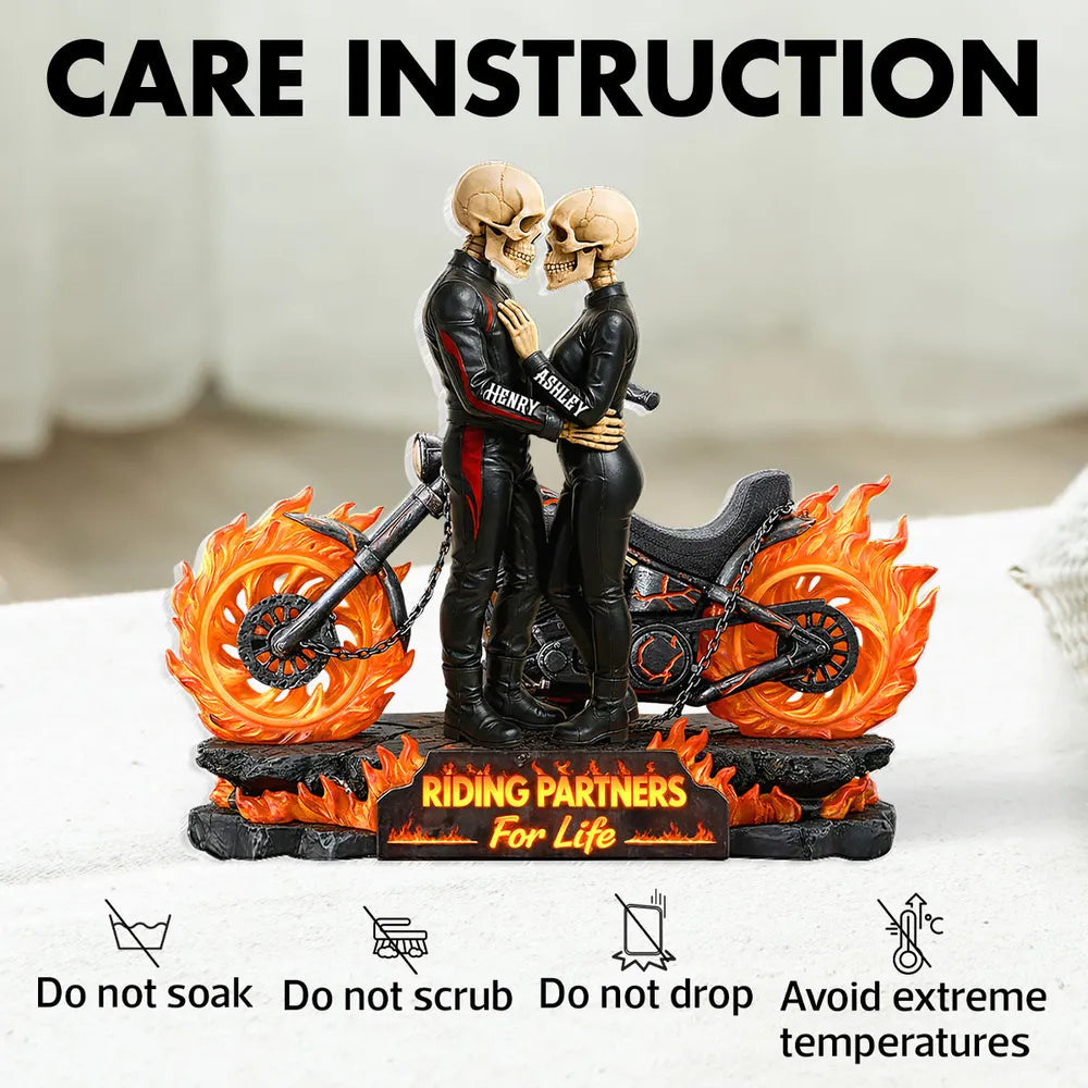Personalized Skeleton Couple Figurine for Bikers - Romantic Gift Plaque MagicInPrints