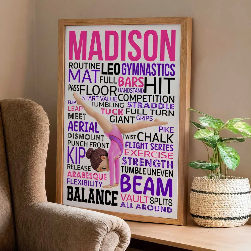 Personalized Gymnastics Word Art Poster for Kids - Custom Name Decor Poster or Canvas MagicInPrints