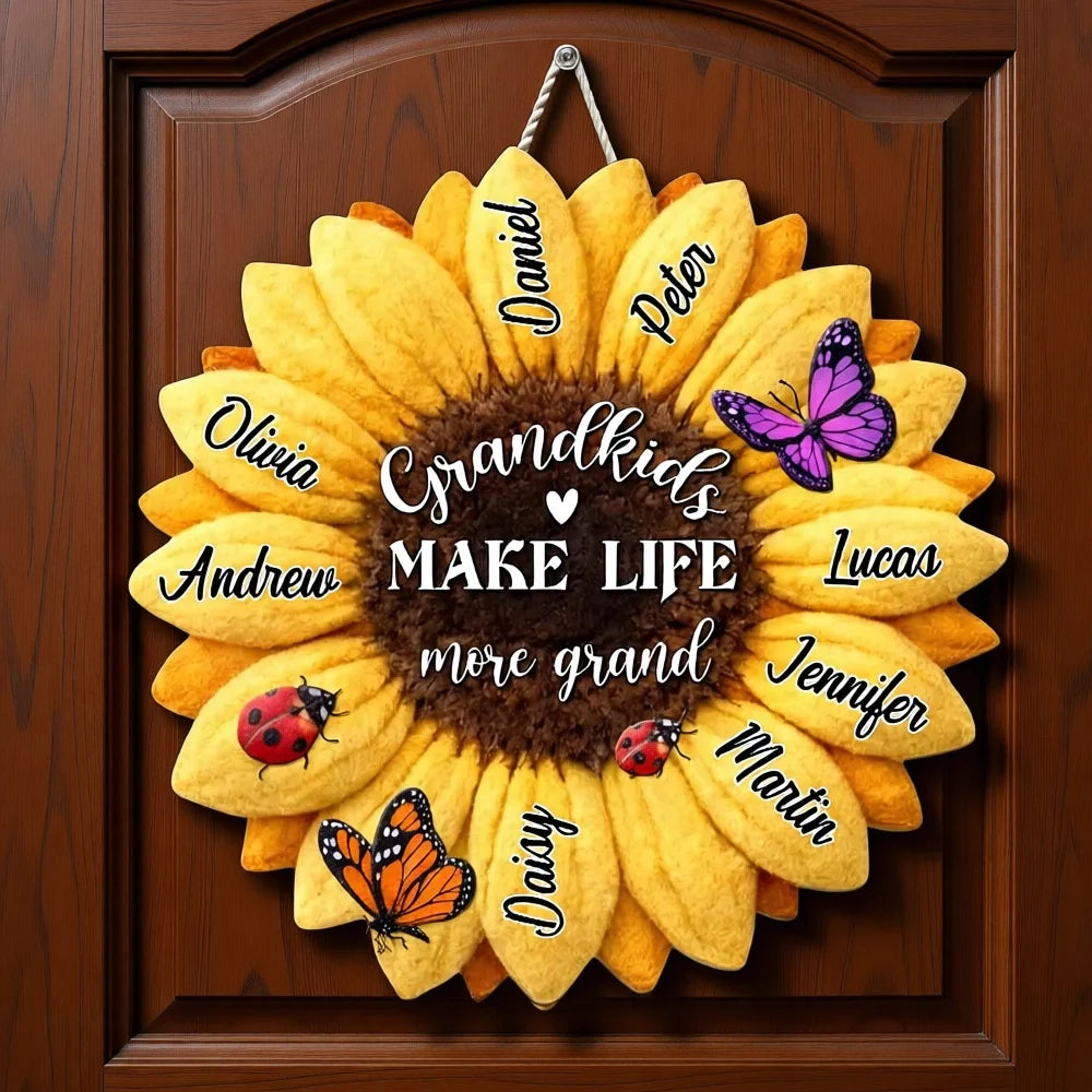 Personalized Sunflower Door Sign for Grandparents - Custom Names Decoration Sign MagicInPrints