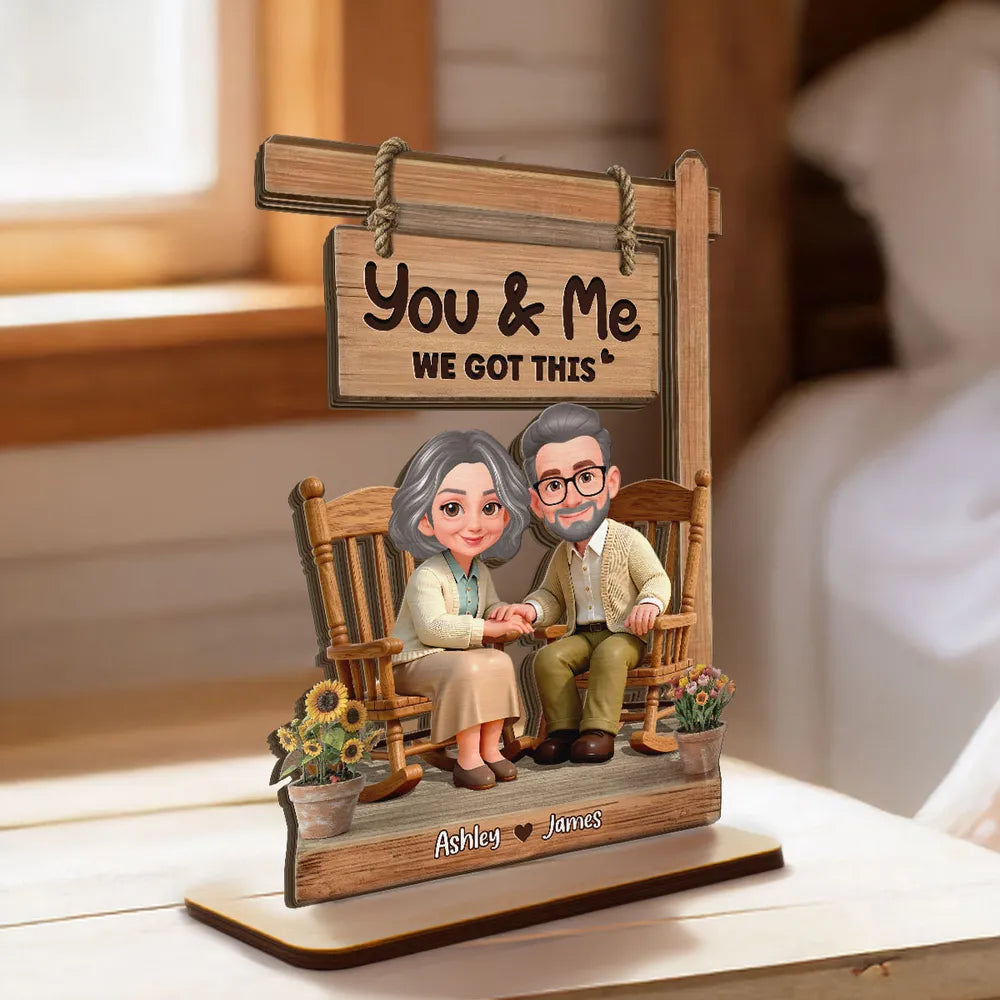 Personalized Wooden Couple Figurine for Seniors - Anniversary Gift Plaque MagicInPrints