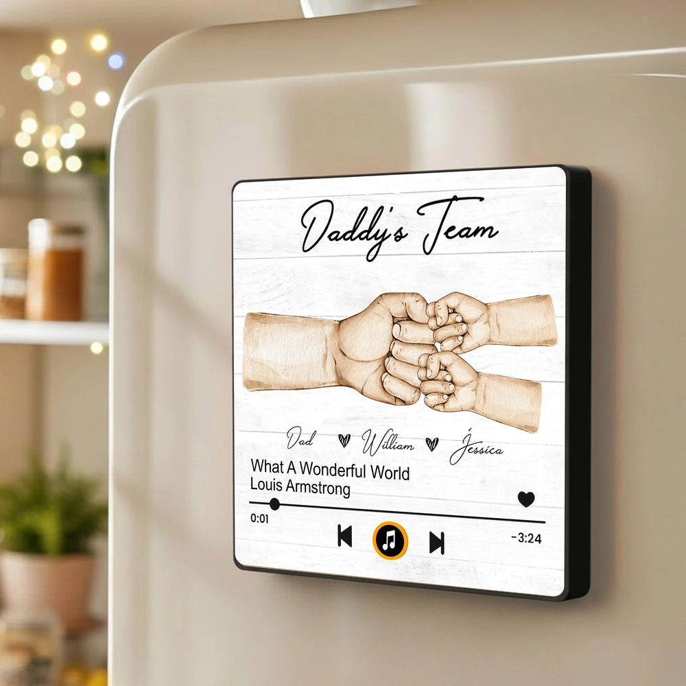 Custom Music Plaque for Dad - Personalized Family Gift with Song and Names Fridge Magnet MagicInPrints