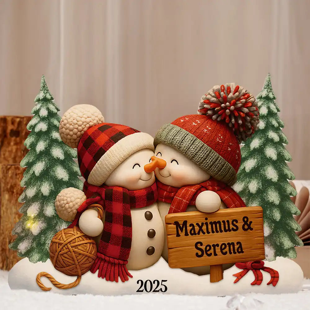 Personalized Snowman Couple Ornament for Couples - Christmas Decoration Gift Plaque MagicInPrints