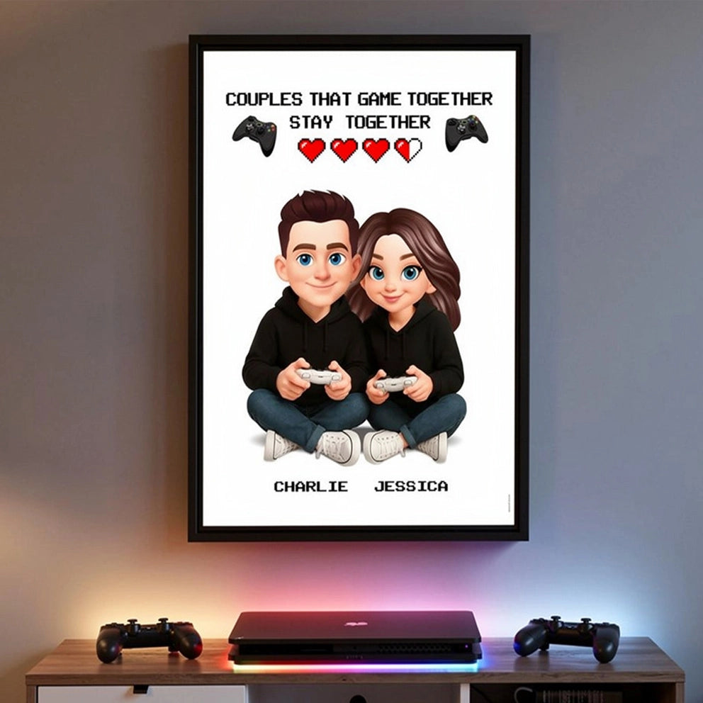 Personalized Gamer Couple Poster for Couples - Fun Gaming Decor Poster or Canvas MagicInPrints