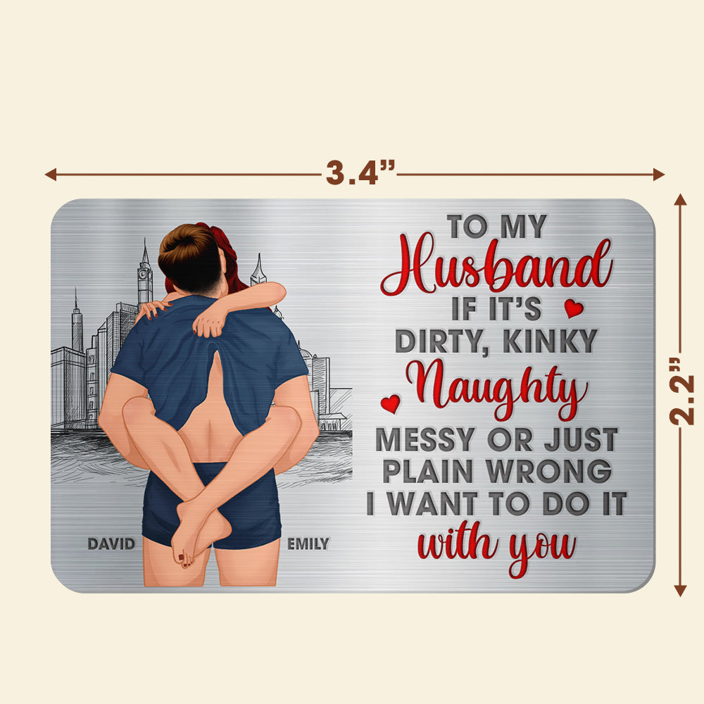 Personalized Naughty Couple Aluminum Wallet Card for Him Wallet Card PopCulturePrints