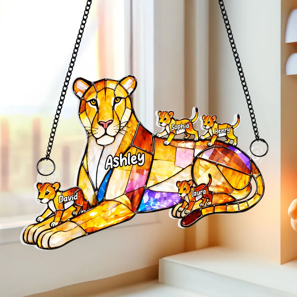 Custom Family Lion Suncatcher for Parents - Personalized Home Decor Ornament MagicInPrints