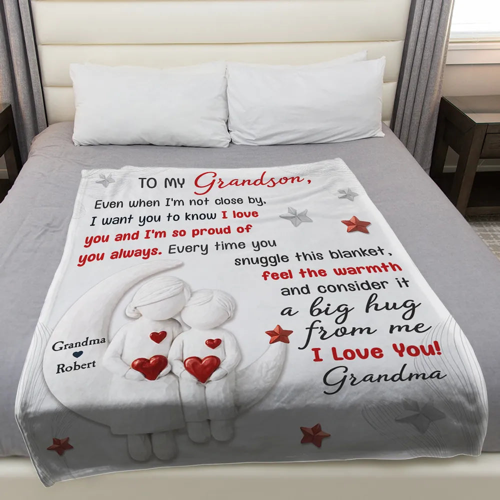 Personalized Grandson Blanket Gift - Heartfelt Message from Grandma Pillow or Blanket MagicInPrints
