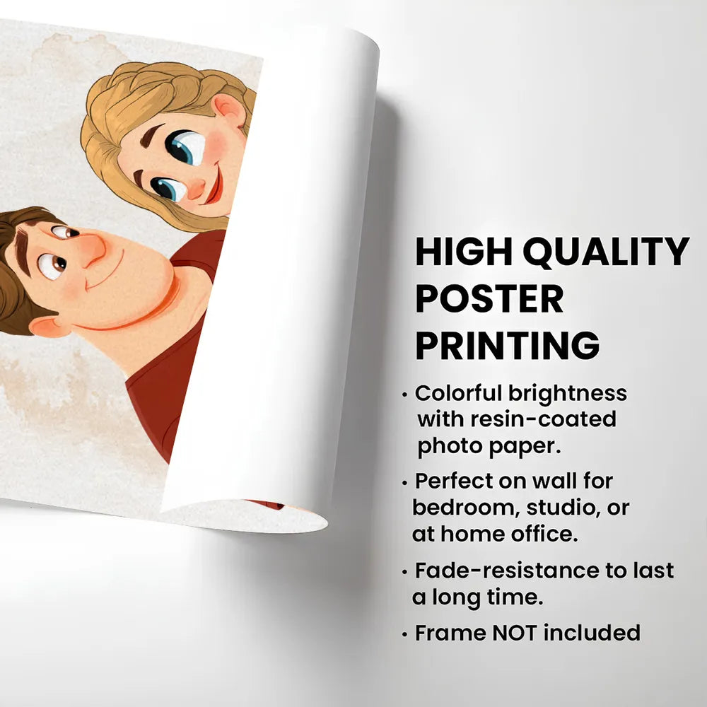Personalized Couple Cartoon Portrait Wall Art - Romantic Gift for Partners Poster or Canvas MagicInPrints