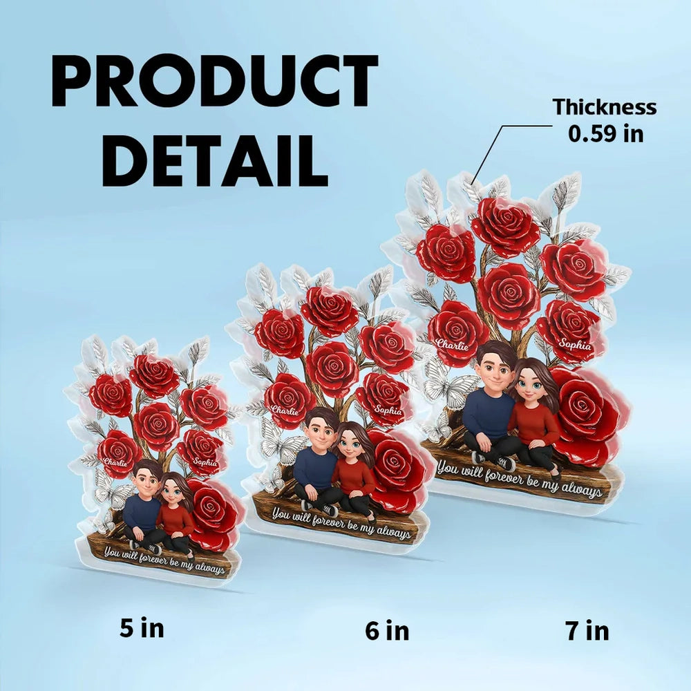 Personalized Couple Rose Display for Anniversary - Custom Names & Date Plaque MagicInPrints