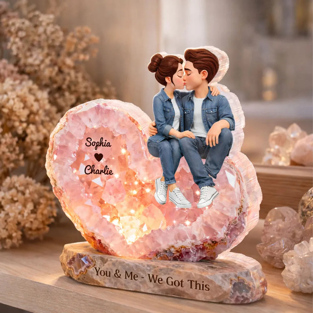 Personalized Heart Crystal Couple Figurine for Romantic Gift - Anniversary Keepsake Plaque MagicInPrints