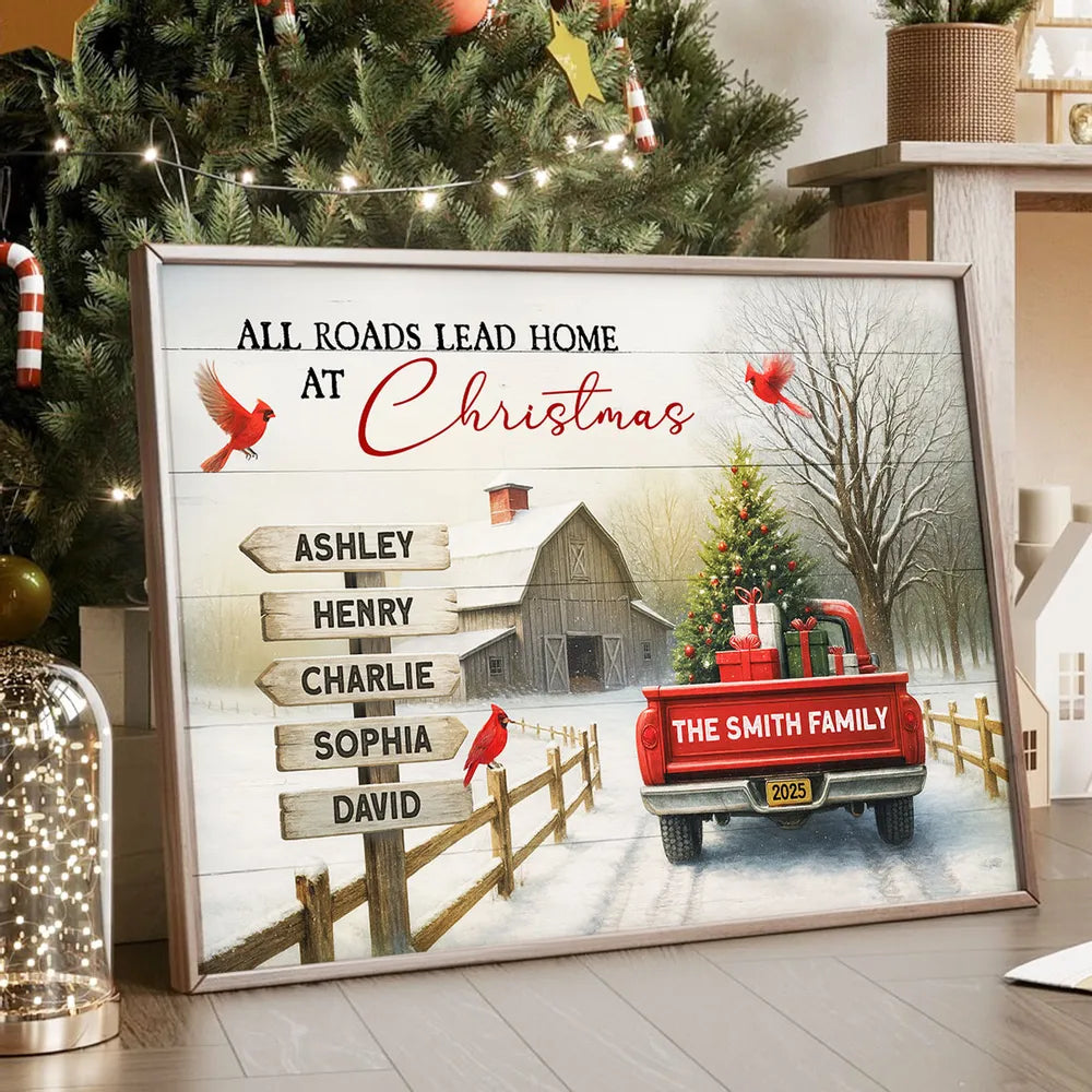 Personalized Christmas Family Canvas Art - Custom Name Holiday Decor Poster or Canvas MagicInPrints
