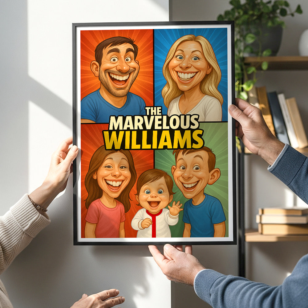Capture the Joy: Custom Caricature Photo - Unique Personalized Gift for Family Poster & Canvas MagicInPrints