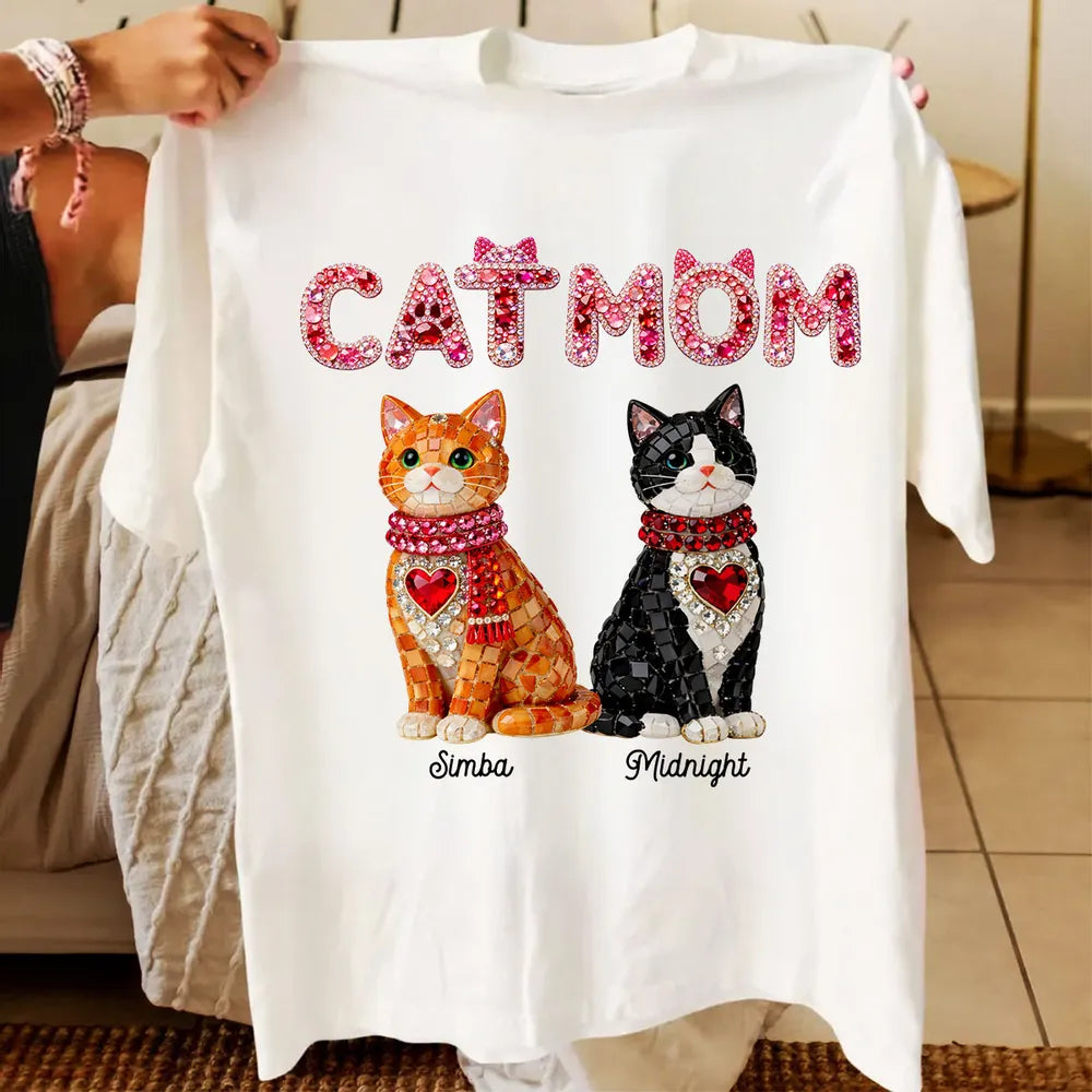Personalized Cat Mom T-Shirt for Women with Custom Cat Names - Perfect Gift for Cat Lovers Cloth MagicInPrints